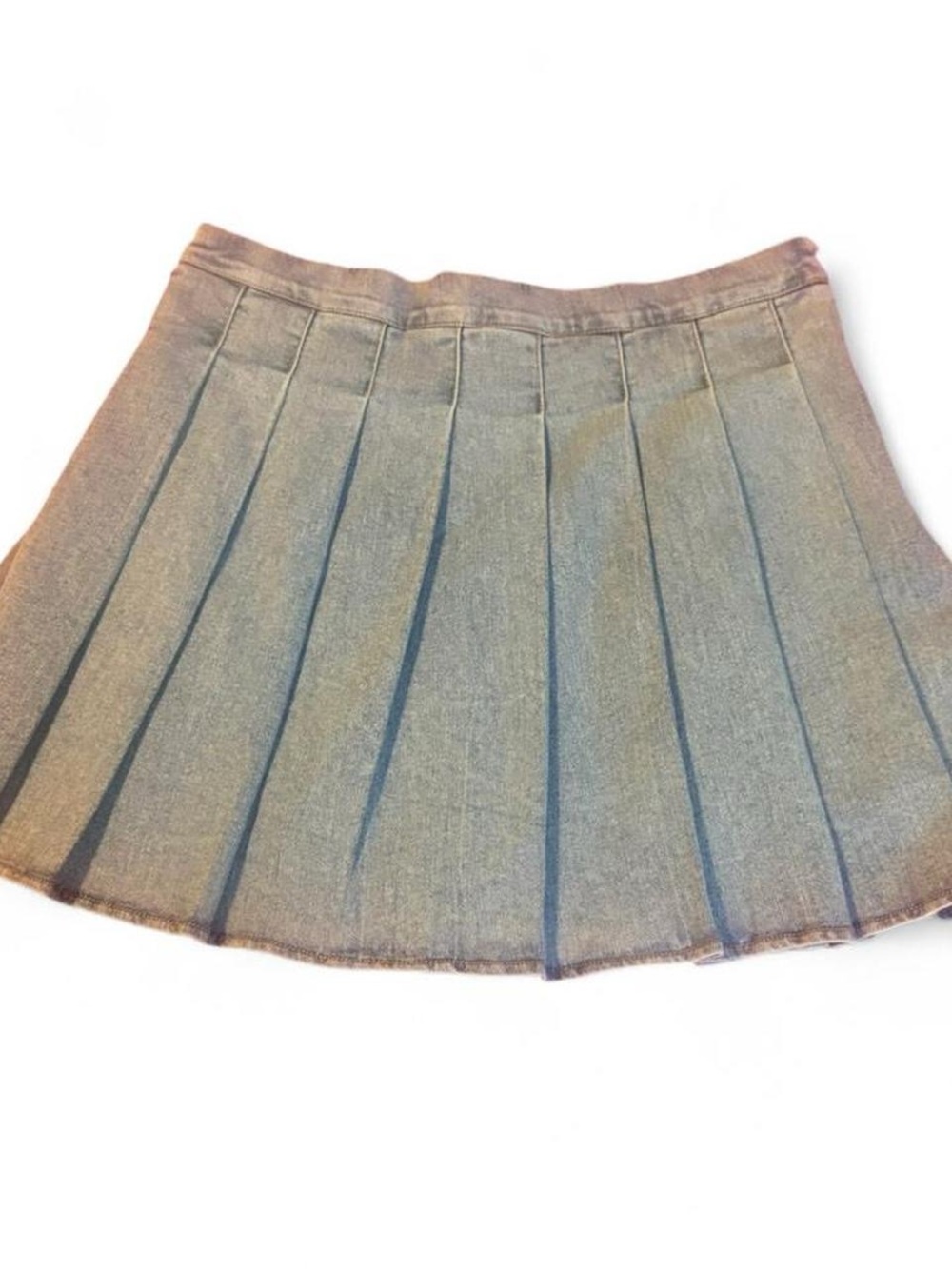 Light Blue Pleated Mini Denim Skirt Sz M - Picture 3 of 8